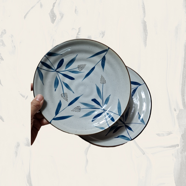 Liten Blå Mönstrad Tallrik