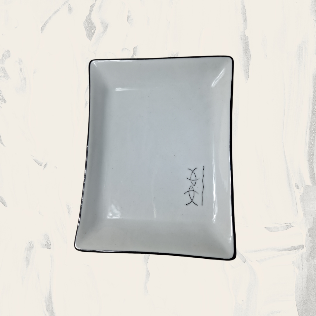 Liten Tallrik Vit Kinesisk Tecken