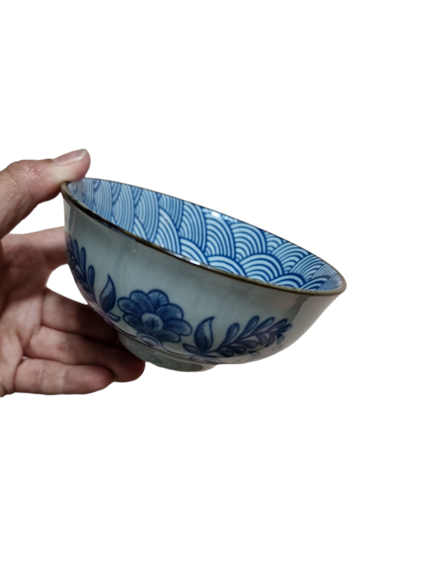 Blå/Vit Liten Mönstrad Skål