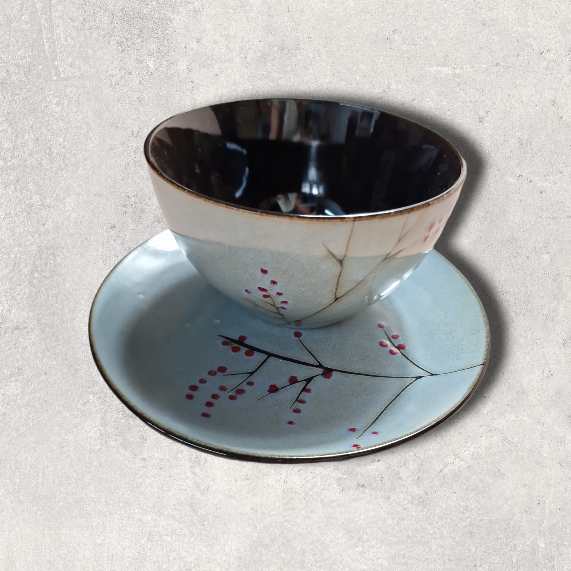 Grå Växtmönstrad Skål