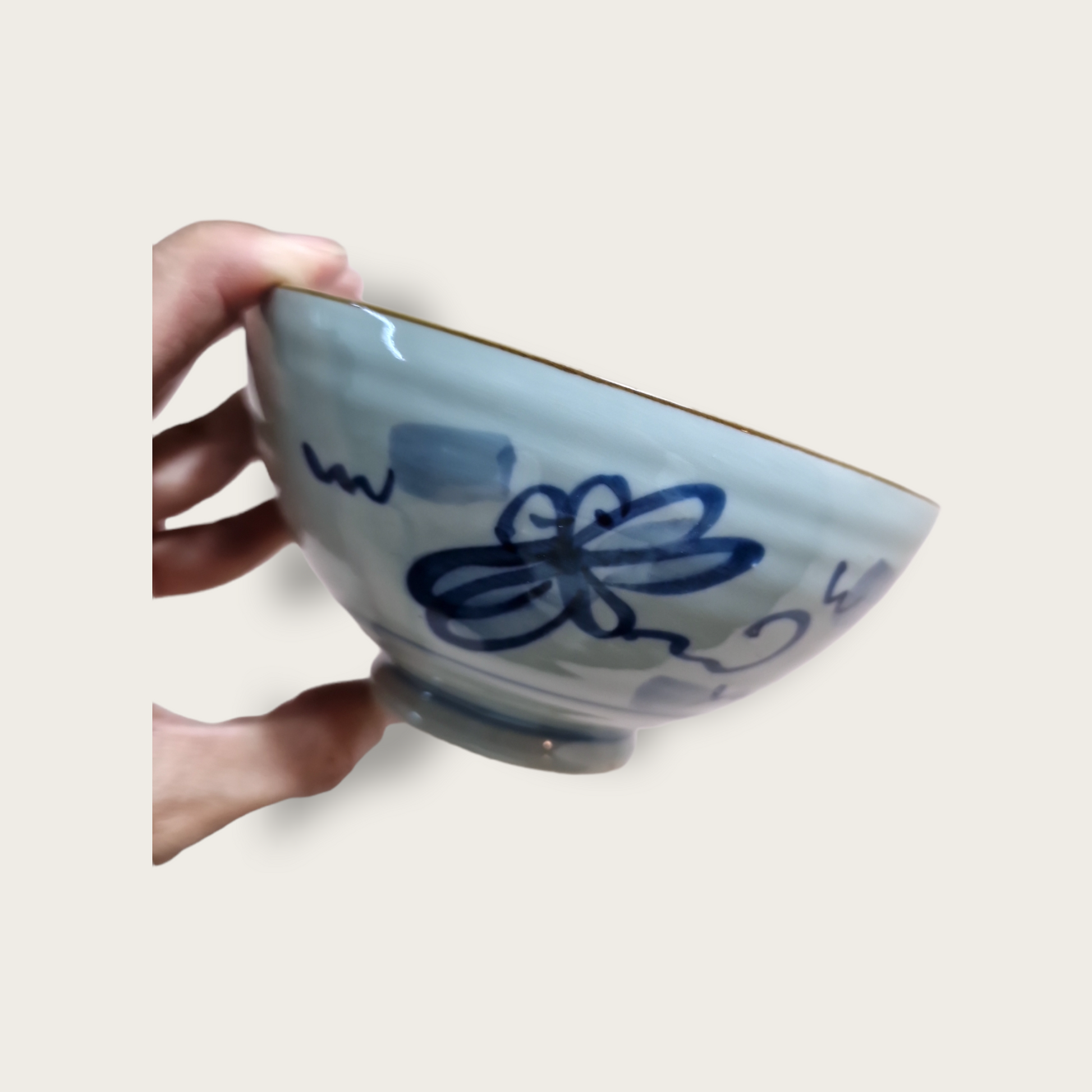 Blå Mönstrad Risskål