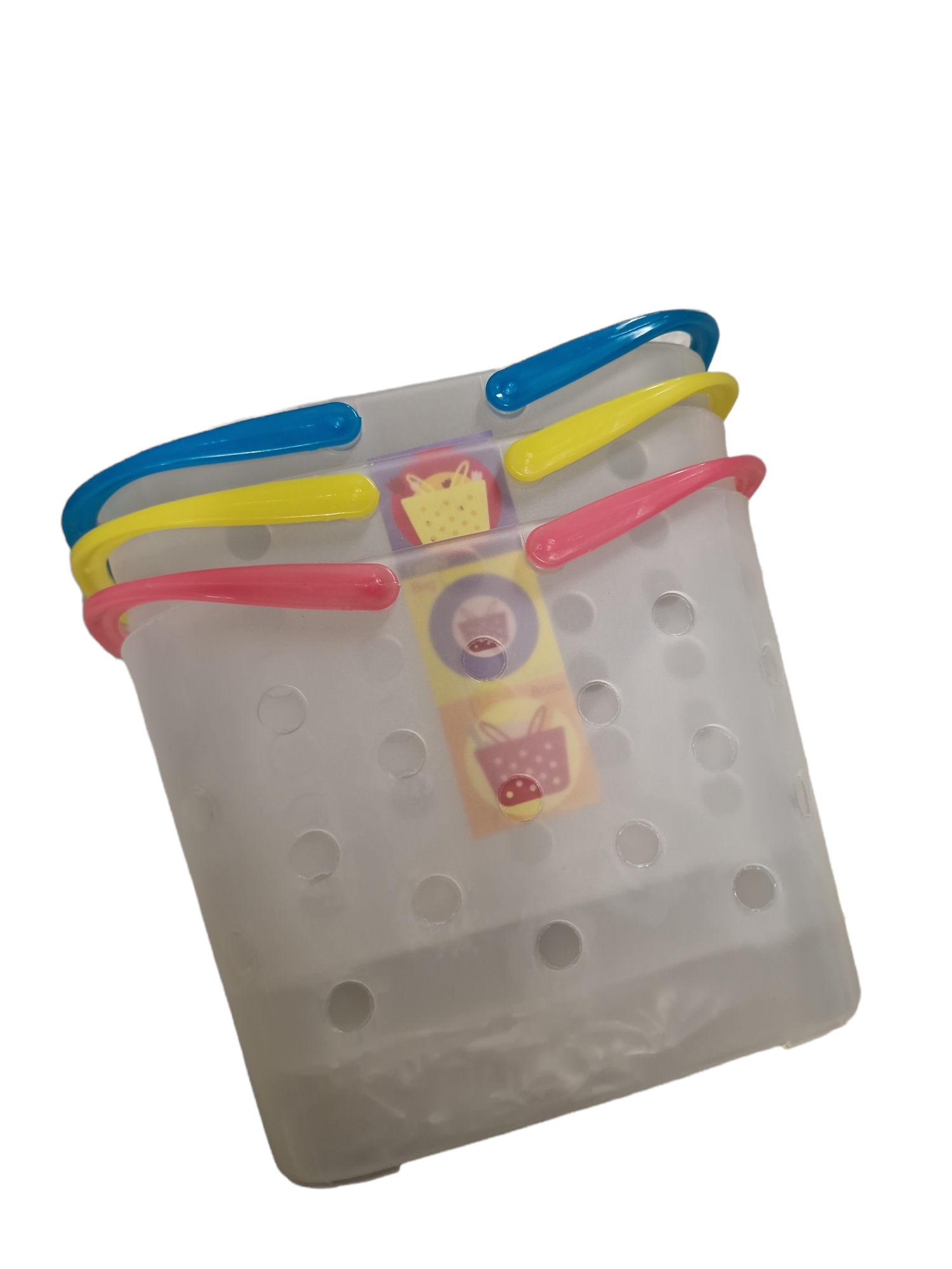 Plast Korg med Färgglad Handtag