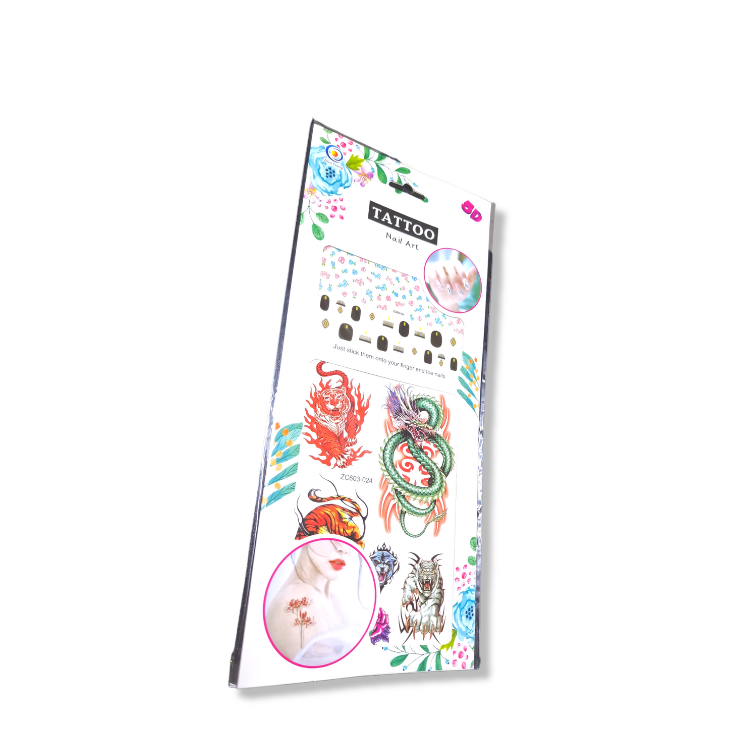 tatuerings ark med nageldekoration