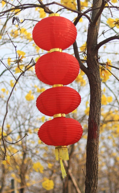 Lykta röd 4st i rad liten