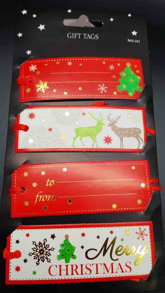 Jul Ettiket 4-pack Osorterad